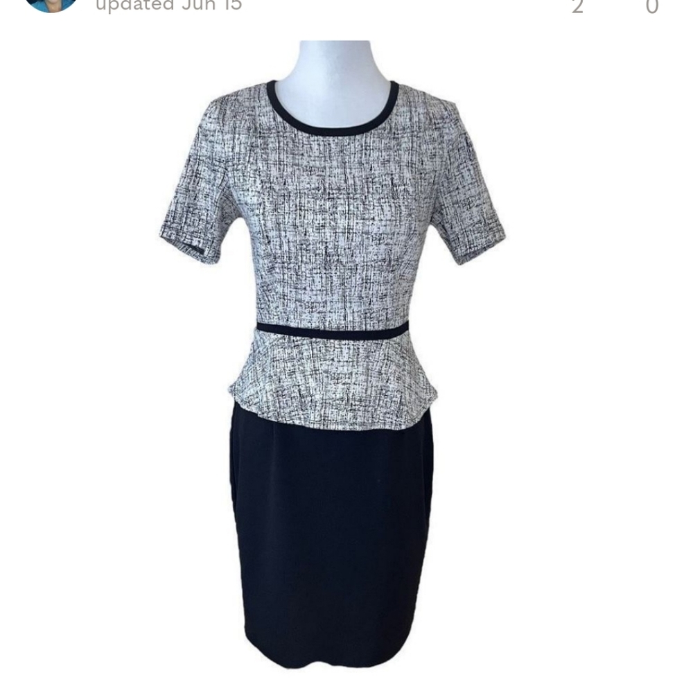 Enfocus Studio Peplum Bodycon Dress Gray and Black size 6